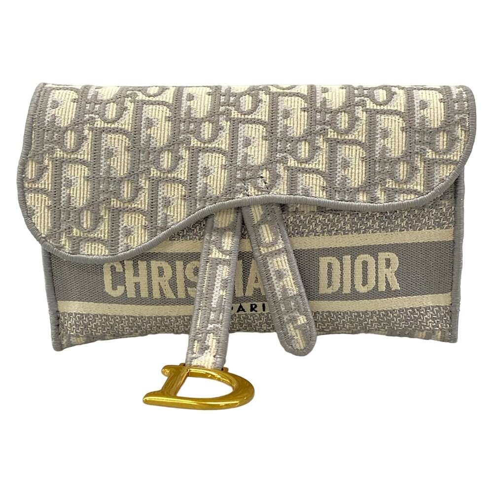 Christian Dior Saddle Slim Pouch/Dior Oblique Embroidered Bum Bag Gray Cream